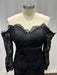 Off-the-Shoulder Lace Black Mermaid Evening Dress with Sleeves - Prom Dress