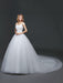 Princess Wedding Dresses Off The Shoulder Lace 3D Flowers Applique Tulle Ivory Long Train Bridal Gown