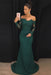 Jade Trumpet/Mermaid Off-the-Shoulder Long Sleeves Sweep/Brush Train Lace Stretch Crepe Dresses - Prom Dresses