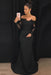 Black Trumpet/Mermaid Off-the-Shoulder Long Sleeves Sweep/Brush Train Lace Stretch Crepe Dresses - Prom Dresses