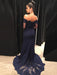 Trumpet/Mermaid Off-the-Shoulder Long Sleeves Sweep/Brush Train Lace Stretch Crepe Dresses - Prom Dresses