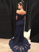 Trumpet/Mermaid Off-the-Shoulder Long Sleeves Sweep/Brush Train Lace Stretch Crepe Dresses - Prom Dresses