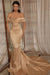Off-the-Shoulder Long Mermaid Prom Dresses with Glitter Satin Party Gown - Prom Dresses