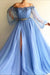 Off-the-Shoulder Long Sleeves Evening Dress With Beads