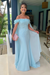 Sky Blue Off-The-Shoulder Mermaid Chiffon Wedding Guest Dresses Long with Appliques - Prom Dresses