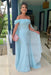 Sky Blue Off-The-Shoulder Mermaid Chiffon Wedding Guest Dresses Long with Appliques - Prom Dresses