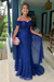 Royal Blue Off-The-Shoulder Mermaid Chiffon Wedding Guest Dresses Long with Appliques - Prom Dresses