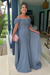 Dusty blue Off-The-Shoulder Mermaid Chiffon Wedding Guest Dresses Long with Appliques - Prom Dresses
