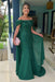Emerald Green Off-The-Shoulder Mermaid Chiffon Wedding Guest Dresses Long with Appliques - Prom Dresses