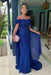 Ocean Blue Off-The-Shoulder Mermaid Chiffon Wedding Guest Dresses Long with Appliques - Prom Dresses