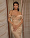 Off-the-Shoulder Mermaid Evening Dress with Beadings