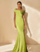 Minimalist Off-the-Shoulder Mother of the Bride Dresses in Trumpet/Mermaid Style with Detachable Flower