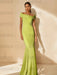 Minimalist Off-the-Shoulder Mother of the Bride Dresses in Trumpet/Mermaid Style with Detachable Flower