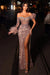 Off-the-Shoulder Mermaid Prom Dress Sequined Evening Dress with Side Split