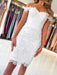 Off the Shoulder Mermaid Short White Lace Prom Dresses, Off Shoulder Short White Lace Formal Graduation Homecoming Dresses