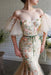 Off-The-Shoulder Mermaid Strapless Flowers Evening Dress Beadings with Appliques