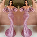 Off-The-Shoulder Mermaid Sweetheart Long Sleeves Evening Dress with Sequins