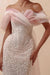 Off-the-Shoulder Pink Mermaid Prom Dress Lace with Beadings - Dress