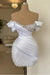 White Off-the-Shoulder Pleated Satin Tight Homecoming Dress with Beadings