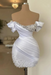 White Off-the-Shoulder Pleated Satin Tight Homecoming Dress with Beadings
