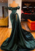 Off-the-Shoulder Prom Dress with Long Slit in Green