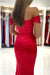 Off-the-Shoulder Prom Dress with Split Hem in Red