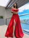 Off-the-Shoulder Prom Dress With Split - Red