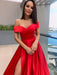 Off-the-Shoulder Prom Dress With Split - Red