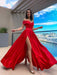 Off-the-Shoulder Prom Dress With Split - Red