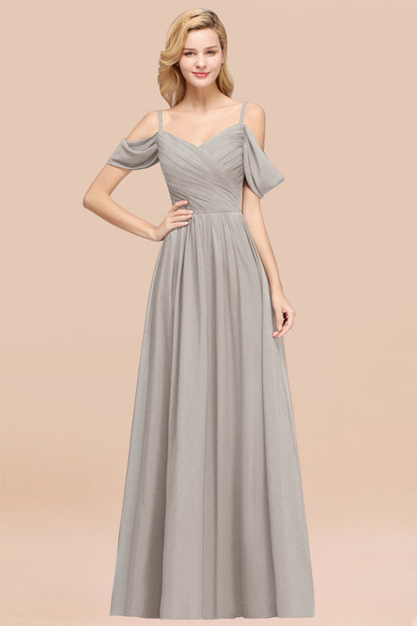 Burgundy Chiffon Bridesmaid Dress | A-Line Off-Shoulder with Straps Bridelily Burgundy Chiffon Bridesmaid Dress | A-Line Off-Shoulder with Straps Bridelily