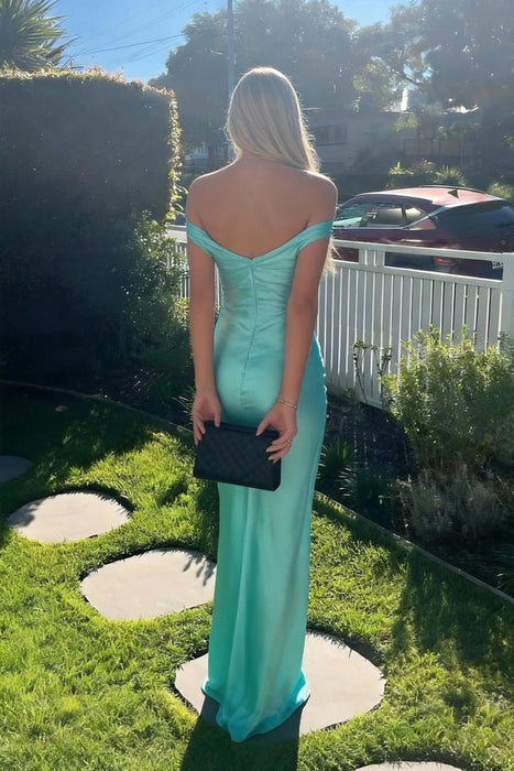 Off-the-Shoulder Ruffle Satin Mermaid Prom Dress