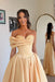 Off Shoulder Sweetheart Ruffles Satin Aline Evening Dress with Pearls