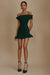Cute Off-the-Shoulder Ruffles Satin Short Homecoming Dress Sleeveless Prom Dress Black