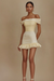 Cute Off-the-Shoulder Ruffles Satin Short Homecoming Dress Sleeveless Prom Dress Daffodil