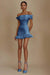 Cute Off-the-Shoulder Ruffles Satin Short Homecoming Dress Sleeveless Prom Dress Dusty Blue