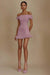 Cute Off-the-Shoulder Ruffles Satin Short Homecoming Dress Sleeveless Prom Dress Dusty Pink