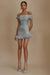 Cute Off-the-Shoulder Ruffles Satin Short Homecoming Dress Sleeveless Prom Dress Gray