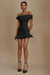 Cute Off-the-Shoulder Ruffles Satin Short Homecoming Dress Sleeveless Prom Dress Black