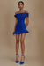 Cute Off-the-Shoulder Ruffles Satin Short Homecoming Dress Sleeveless Prom Dress Royal Blue
