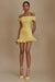 Cute Off-the-Shoulder Ruffles Satin Short Homecoming Dress Sleeveless Prom Dress Yellow