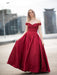 Ball Gown Off-the-Shoulder Satin Applique Sleeveless Floor-Length Dresses - Prom Dresses