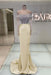 Off-the-Shoulder Ruffles Satin Mermaid Prom Dress Beadings with Sleeves Light Yellow