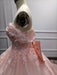 Off-the-Shoulder Satin Pink Aline Ball Gown Chapel Train Quinceanera Dress with Bow - Prom Dress