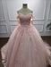 Off-the-Shoulder Satin Pink Aline Ball Gown Chapel Train Quinceanera Dress with Bow - Prom Dress