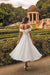 Off-the-Shoulder Tea Length Aline Wedding Dress Tulle Vintage Bridal Dress
