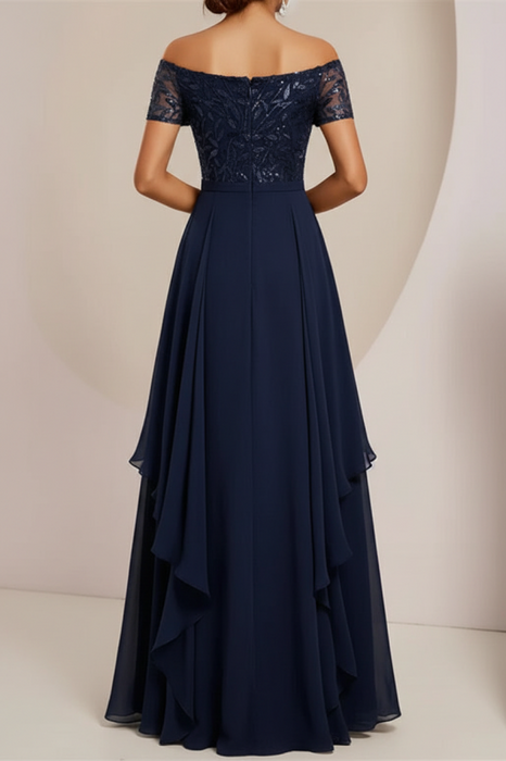 Off-the-Shoulder Sequined Mother of the Bride Dress A-Line-Bridelily