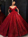 Ball Gown Sequins Ruffles Off-the-Shoulder Sleeveless Floor-Length Dresses - Prom Dresses