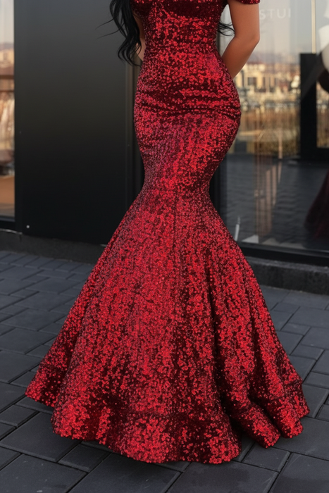 Off-the-Shoulder Sequins Mermaid Prom Dress