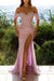Off-the-Shoulder Sequins Mermaid Prom Dress with Split