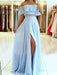 A-Line/Princess Sleeveless Off-the-Shoulder Floor-Length Beading Chiffon Dresses - Prom Dresses